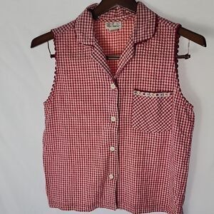 Vintage Seersucker Ric Rak Sleeveless Top Size M Tomato Girl Date Night